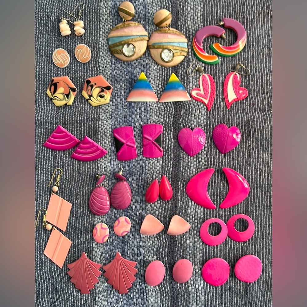 Lot of PINK Vintage/Retro Earrings (pierced)